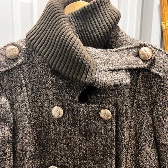 Calvin Klein Double Breast Thick Wool Jacquard Winter Coat - Picture 5 of 6